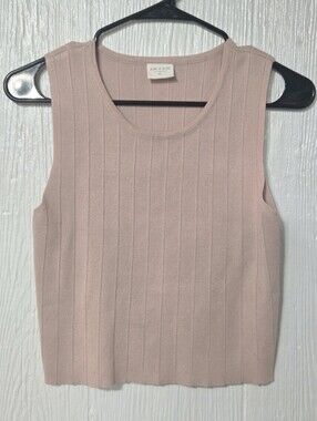Silk And Salt Everyday Lounge Cropped Top Women's Size L Soft Pink